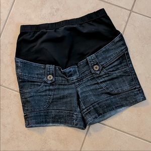First Kick Full Panel Maternity Jean Shorts - Small